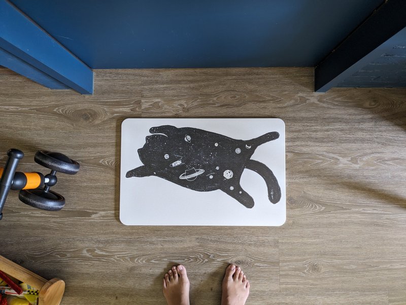 圭藻土地垫/浴室垫/猫/浩瀚宇宙/硅藻土/硅藻土/乔迁礼/搬家礼 - 地垫/地毯 - 其他材质 黑色