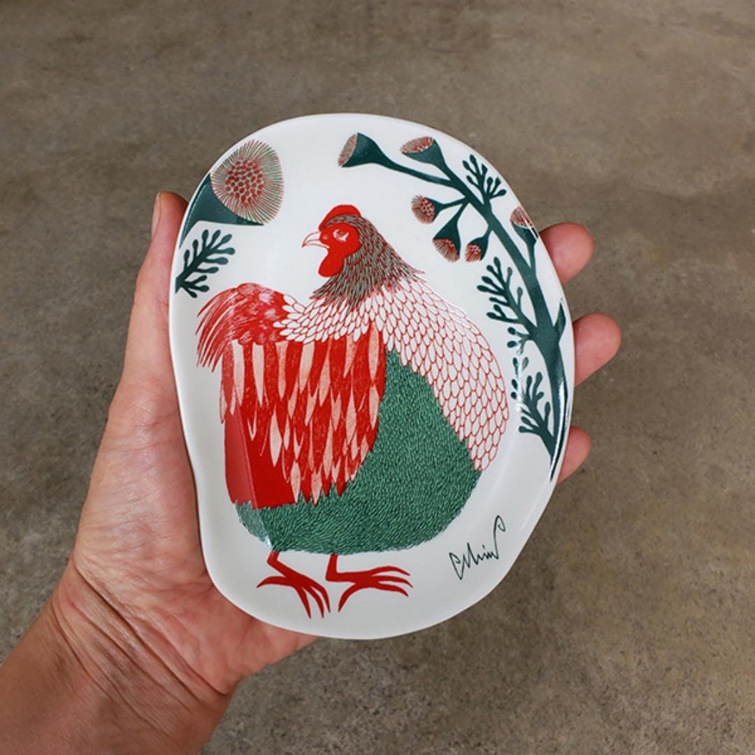地球树公平贸易fair trade --  MORITA MIW 插画家小碟子(公鸡) - 浅碟/小碟子 - 瓷 