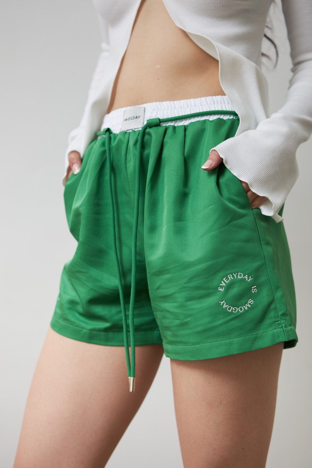 Smogday Summer Day Shorts 短裤 - Green Light 色 - 女装短裤 - 棉 绿色