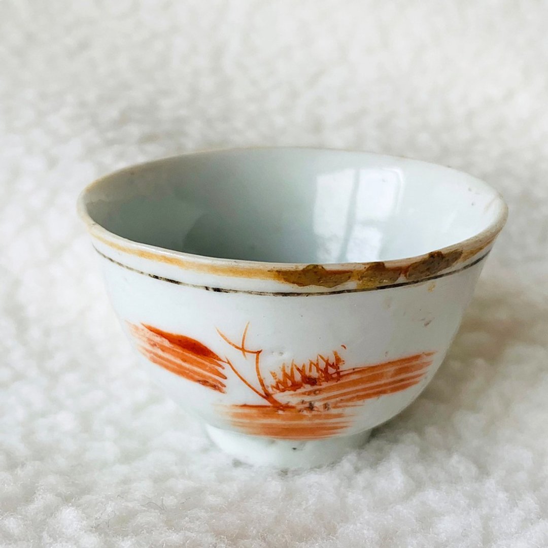 中国 清末民初写意陶瓷小酒杯│ 民窑烧制 白地青花瓷 古典抽象美 - 酒杯/酒器 - 瓷 白色
