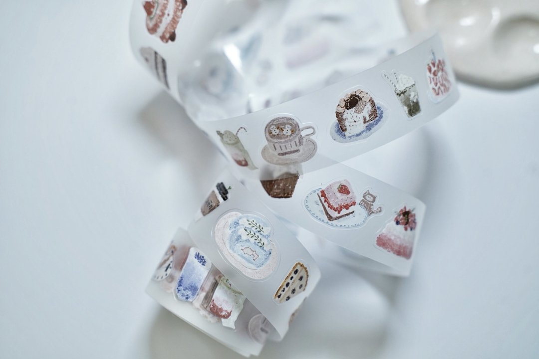 油画甜品 昭和レトロ 和菓子 甘い時間 PET 和紙膠帶 (kiss-cut) - 纸胶带 - 其他材质 多色
