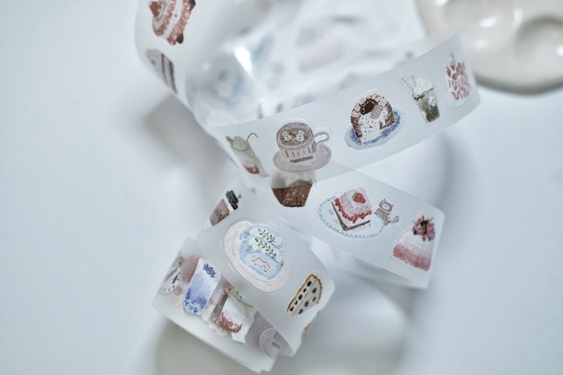 油画甜品 昭和レトロ 和菓子 甘い時間 PET 和紙膠帶 (kiss-cut) - 纸胶带 - 其他材质 多色