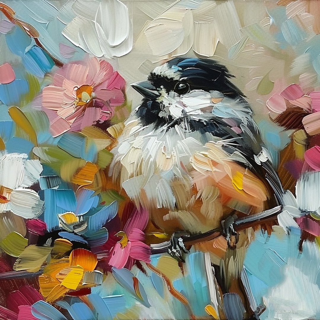 山雀油画小鸟墙艺术装饰动物艺术品 - 墙贴/壁贴 - 其他材质 多色