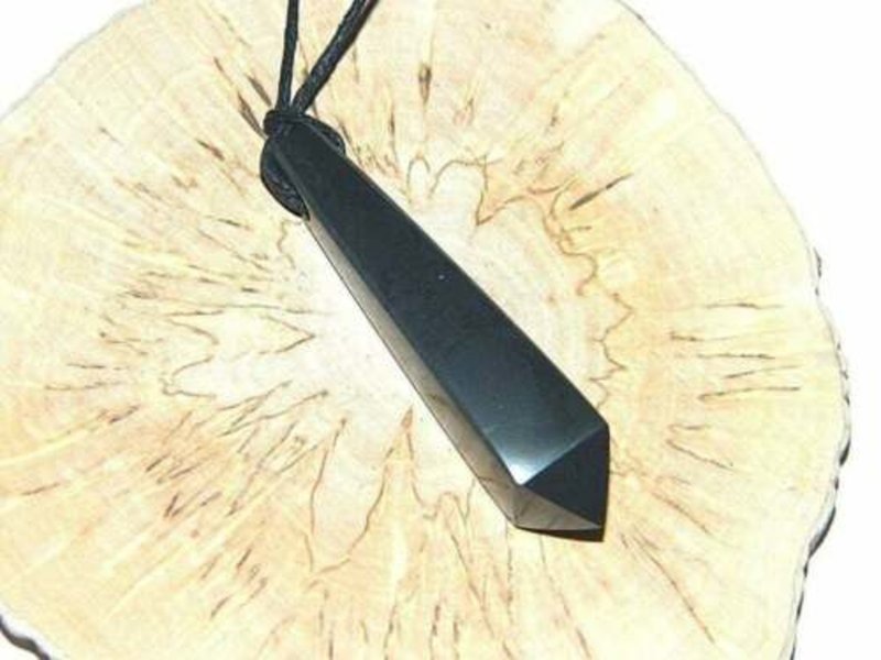 Shungite necklace, shungite pendant, black cute healing jewelry - 项链 - 石头 黑色