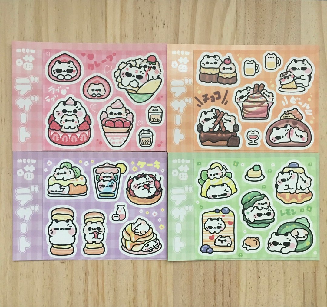【新品】坏喵与毛喵 - 珠光防水贴纸 (共七款) - 贴纸 - 纸 