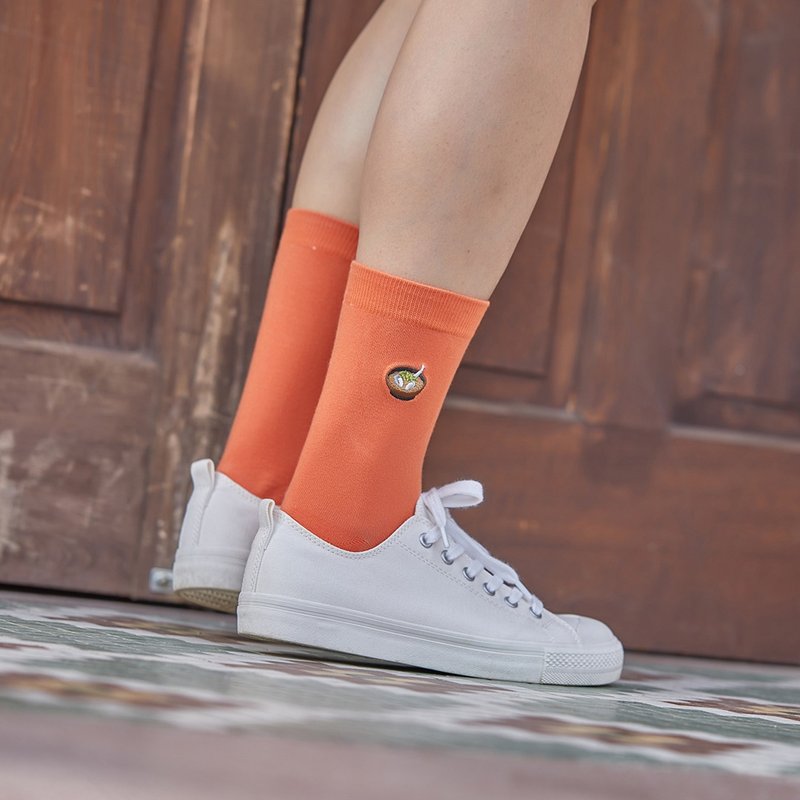 刺绣袜-蚵仔面线Oyster Vermicelli 长袜|中筒袜|男女同款 - 袜子 - 棉．麻 