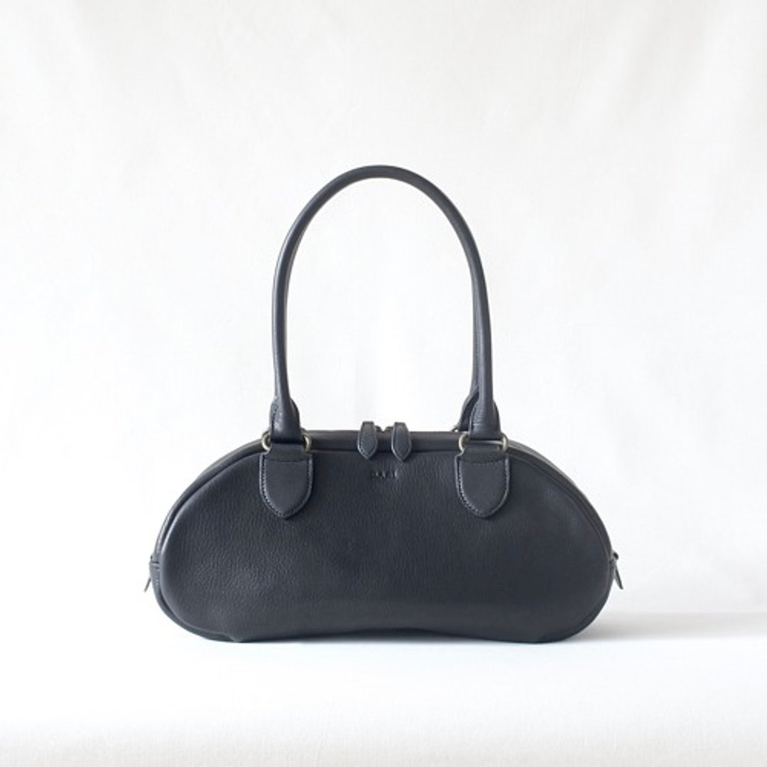 Leather Mini Boston [Sarah] Hand-sewn finish - 手提包/手提袋 - 真皮 黑色