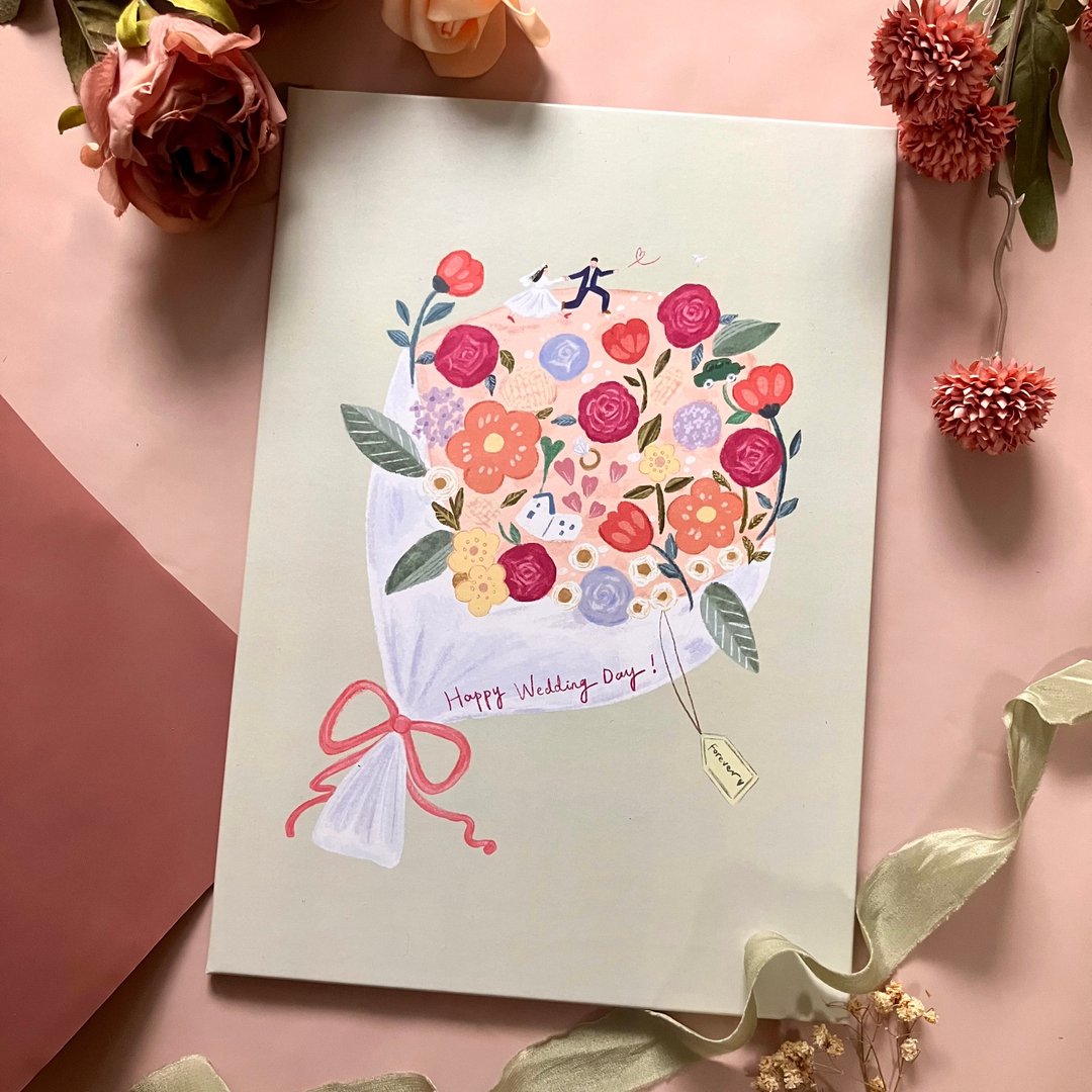 【快速出货】结婚书约夹 花嫁 可爱插画 证书夹 硬壳 - 文件夹/资料夹 - 纸 绿色