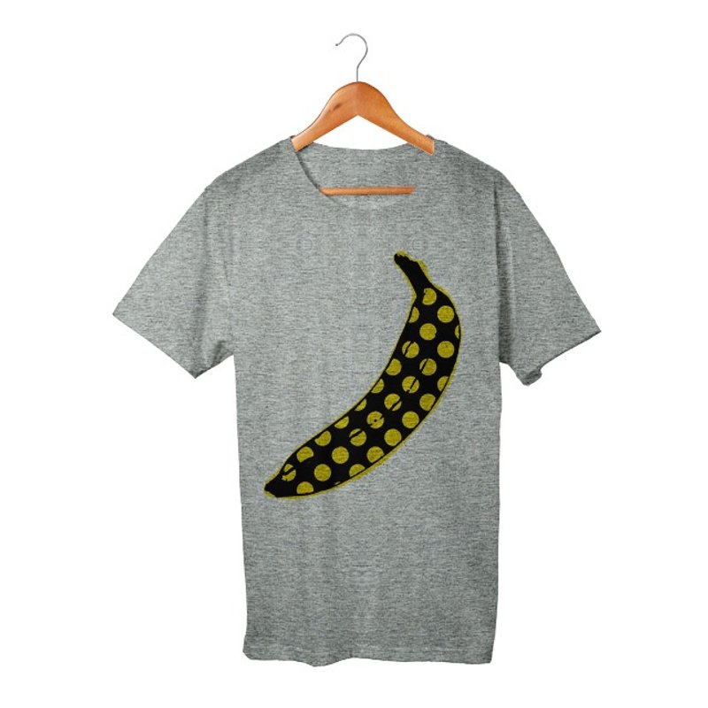 Dot Banana T-shirt - 中性连帽卫衣/T 恤 - 棉．麻 灰色