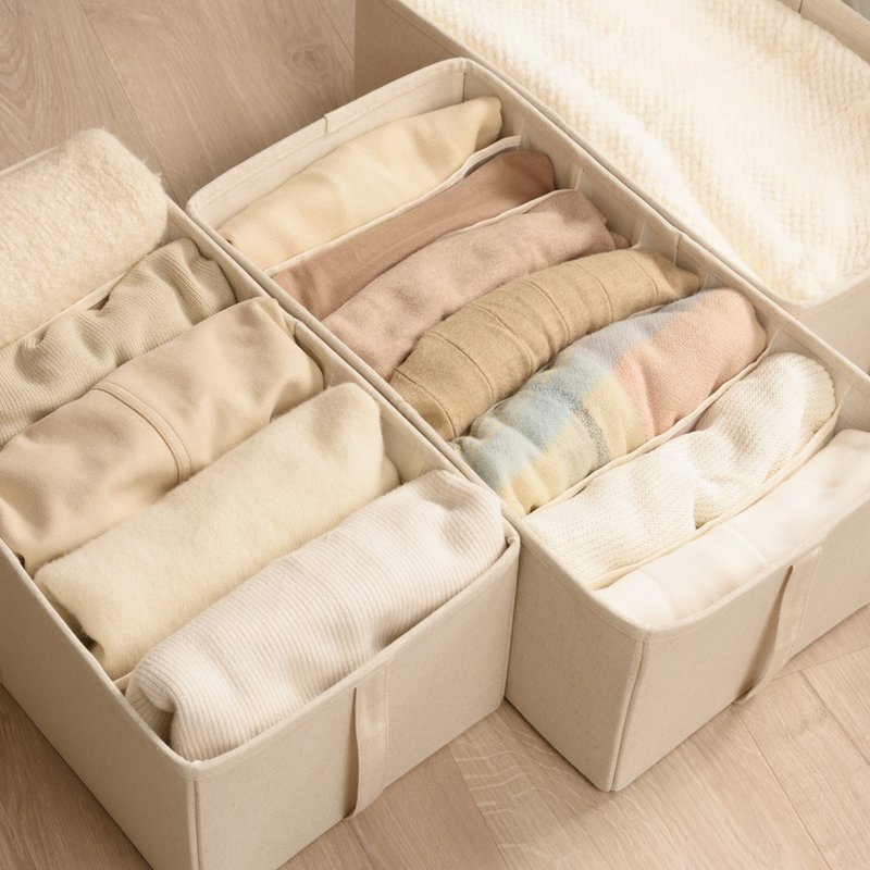 【Gudee】ALFIO 衣物分格收纳箱 ( 单格 / 5格 / 7格 ) - 收纳用品 - 棉．麻 白色
