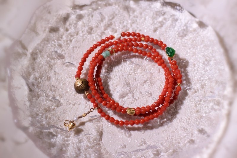 天然川料满肉南红手链多圈项链 搭配沉香翡翠猛犸新中式手链项链 - 手链/手环 - 玉石 