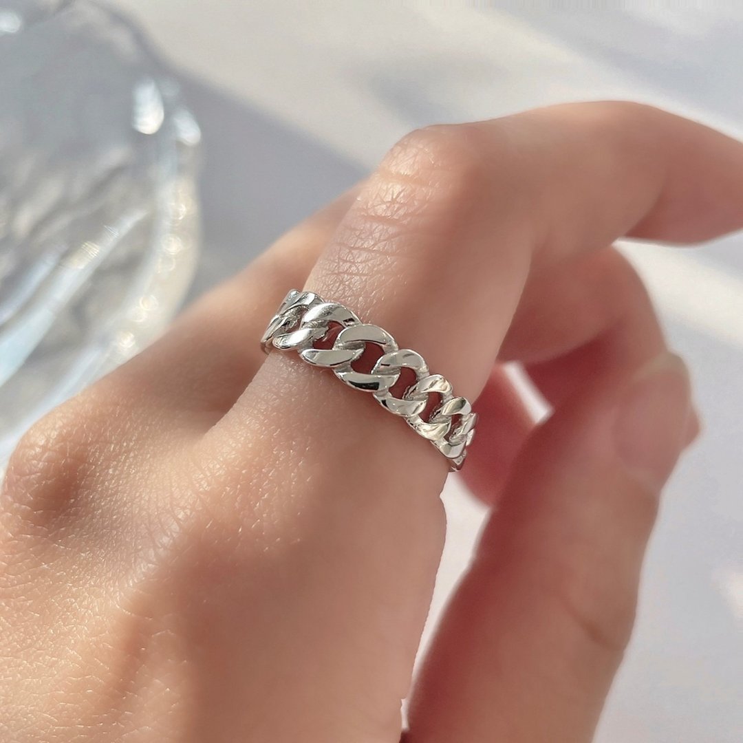 │简约│个性锁链 • 开口戒 • 纯银戒指 • 925silver • 个性 - 戒指 - 纯银 