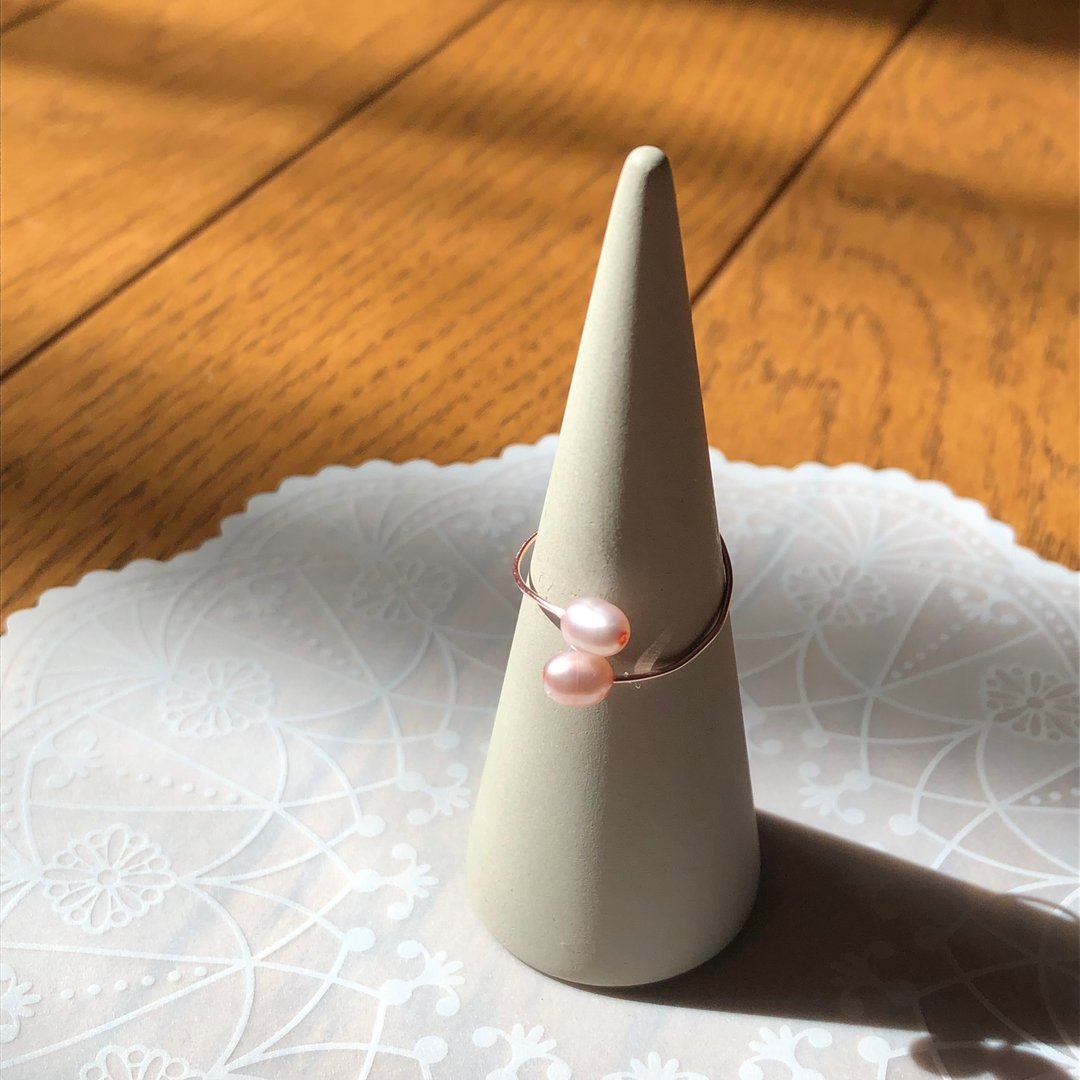 Cute pearl free size wire ring - 戒指 - 玫瑰金 