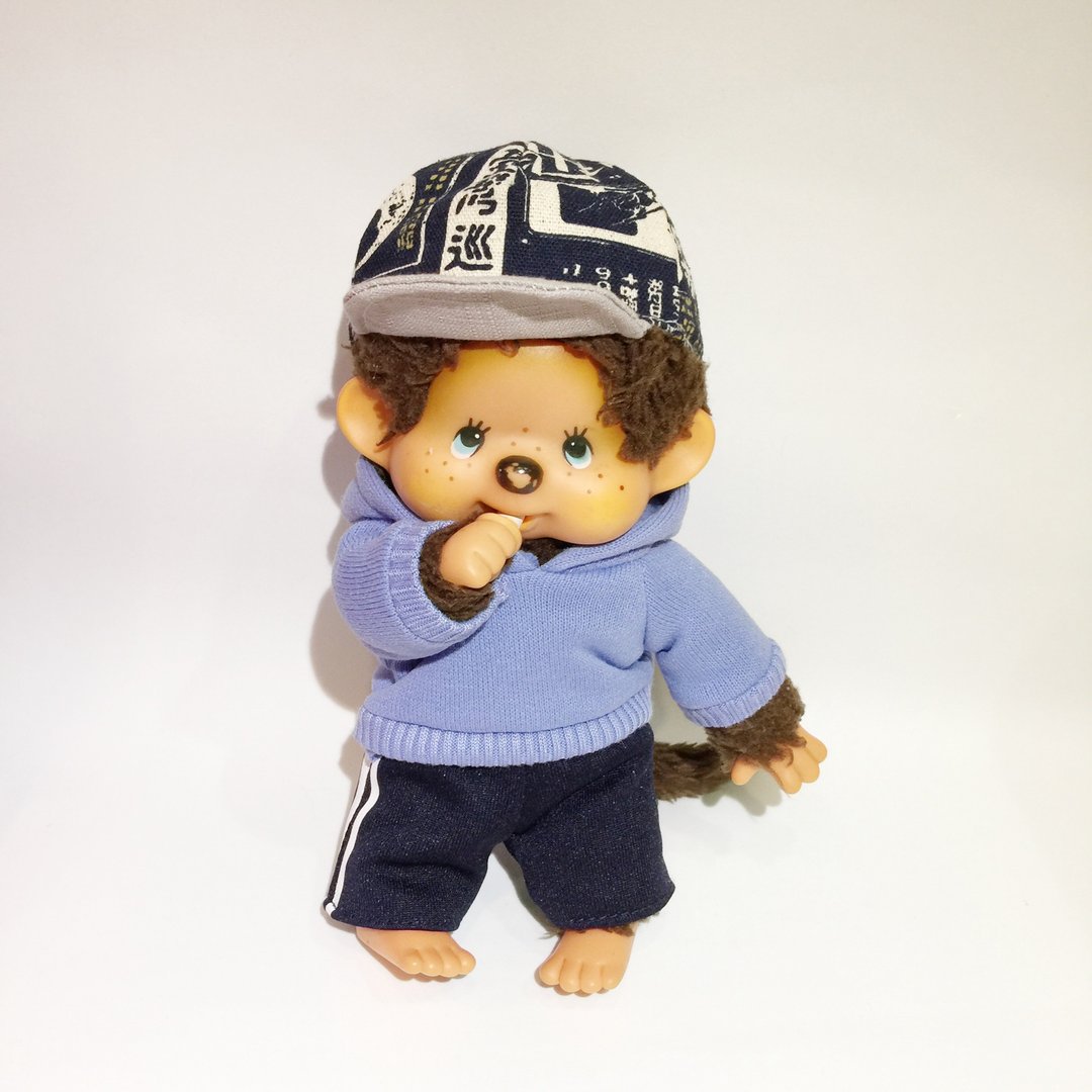 Monchhichi(S) _手作娃衣_运动装两件组(不含帽子) - 玩偶/公仔 - 棉 蓝色