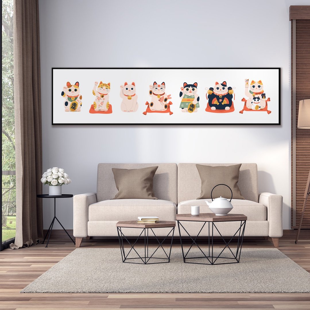 招财猫列阵 - 卧房挂画/床头画/儿童房挂画/猫咪/catitem2026 - 海报/装饰画/版画 - 棉 多色