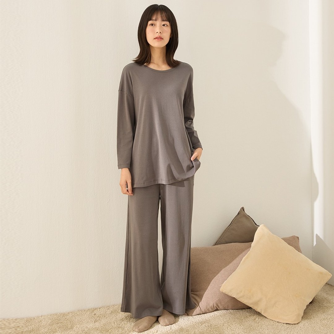 软滑触感慵懒舒适套装-共2色 - 居家服/睡衣 - 棉 多色
