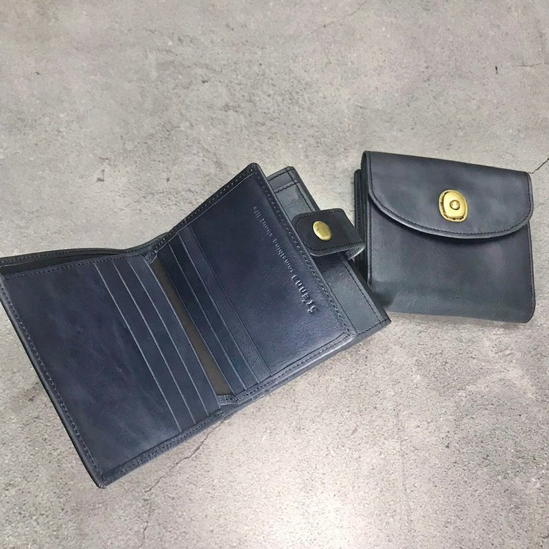 Sienna真皮大容量短皮夹 - 皮夹/钱包 - 真皮 蓝色