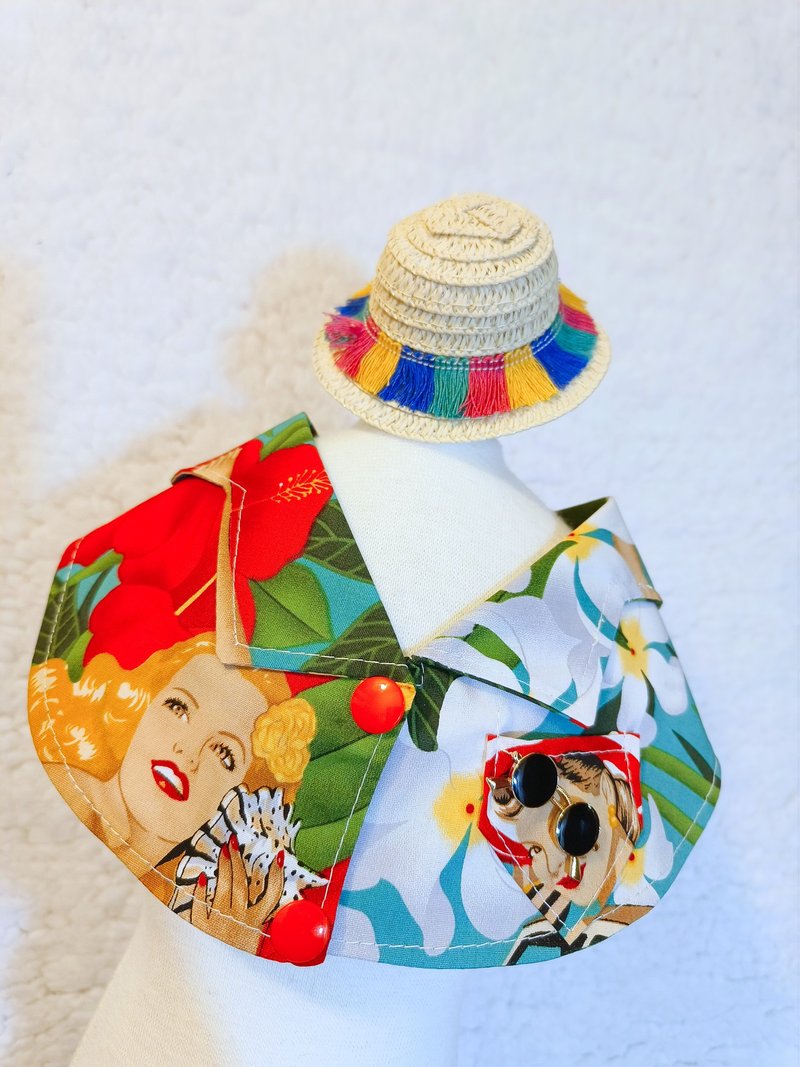 Summer Aloha 夏老威恤衫造型颈饰 宠物 猫犬 狗狗 颈项 collar - 衣/帽 - 棉．麻 红色