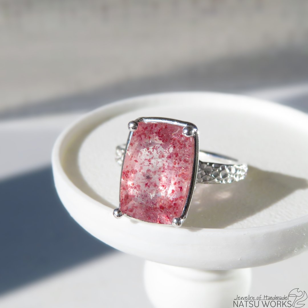 草莓晶戒指 / Strawberry Quartz Ring - 戒指 - 宝石 粉红色