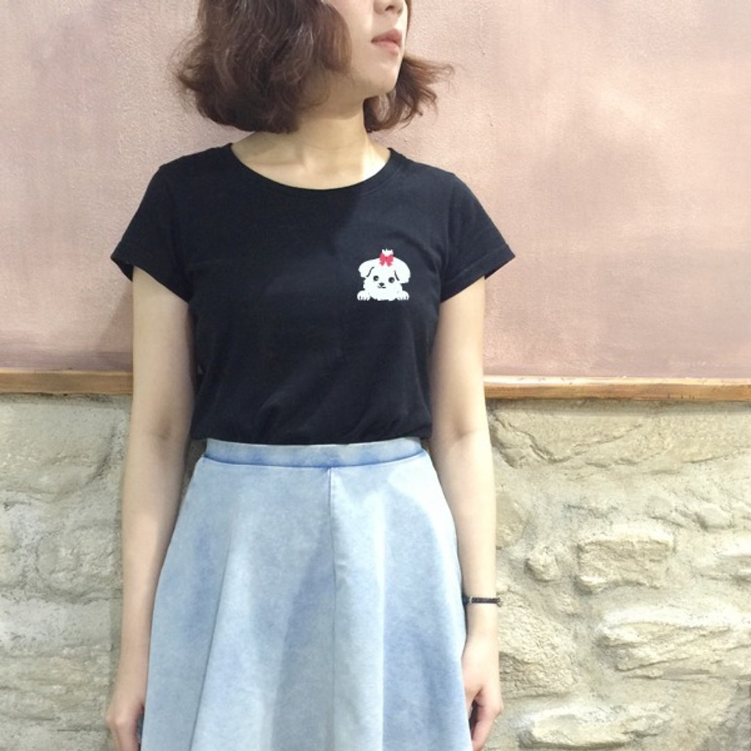 [NINKYPUP] 萌犬大头反光T-shirt 公主马尔济斯 - 女装 T 恤 - 棉 多色