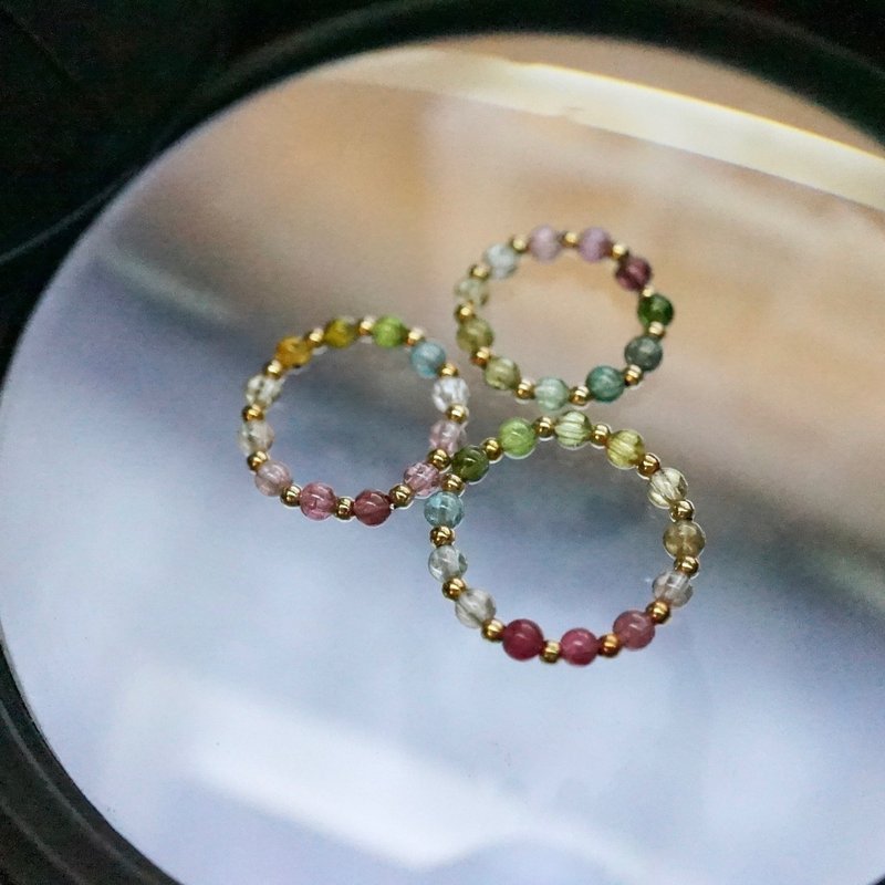 ITS-R164【14KGF弹力戒指・碧玺】戒指1只。 - 戒指 - 半宝石 多色