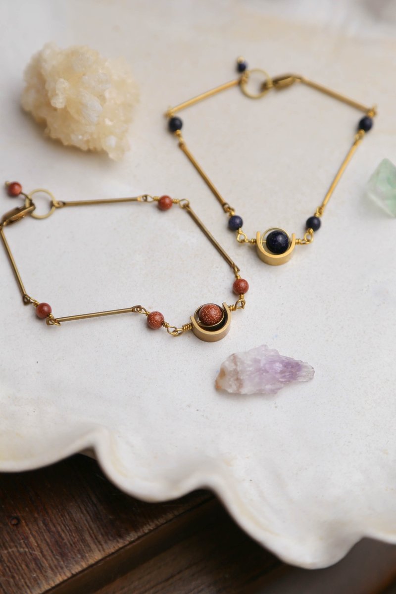 轮转 金砂 - 矿石 水晶 手链 手环 (双色) - 手链/手环 - 水晶 蓝色