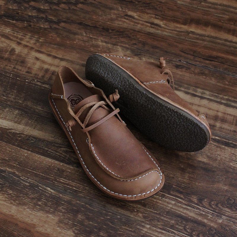 【率性百搭】MIT手工舒适休闲男鞋。真皮。疯马咖9501 - 男款休闲鞋 - 真皮 咖啡色