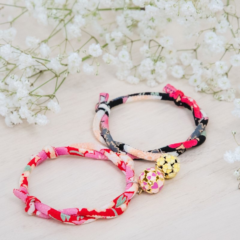 日本和布猫狗项圈(可调式)--樱花落系列 (猫用安全扣项圈) - 项圈/牵绳 - 丝．绢 多色