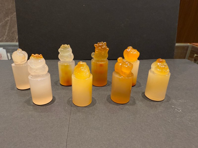 瀚玉珠宝 天然玛瑙印章 小猫咪印章 小动物圆形印章 6分印7分印 - 其他 - 玉石 