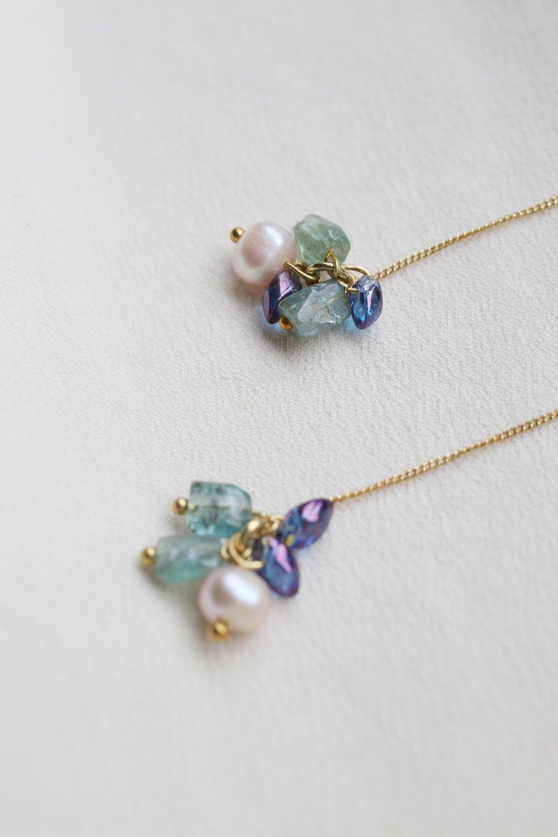 NATURE ALL AROUND 蓝眼泪系列— 蓝眼泪 水晶耳环 耳夹 垂钓耳环 - 耳环/耳夹 - 石头 绿色