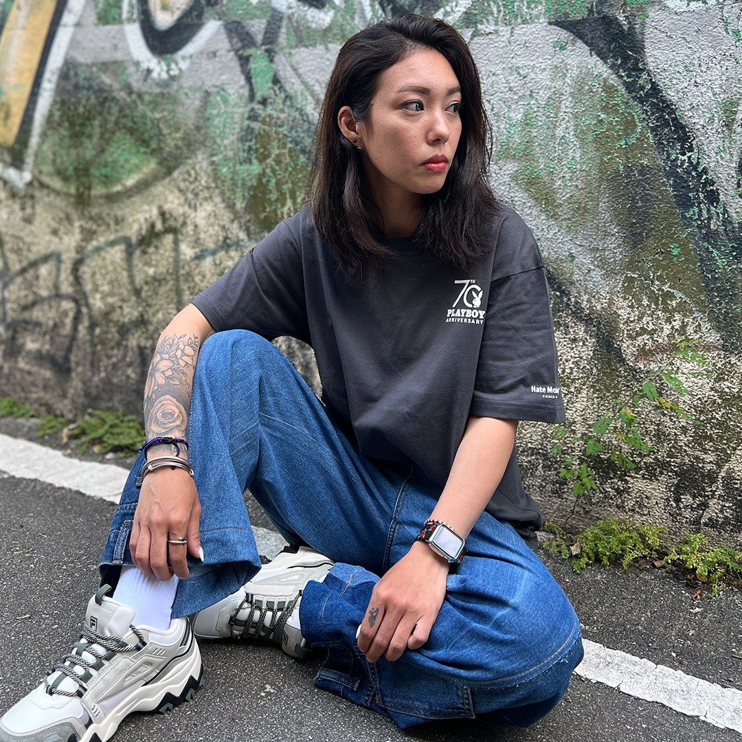 Hate Monday'' X PLAYBOY - TEE短袖上衣(PBHM-T02) - 中性连帽卫衣/T 恤 - 棉 银色