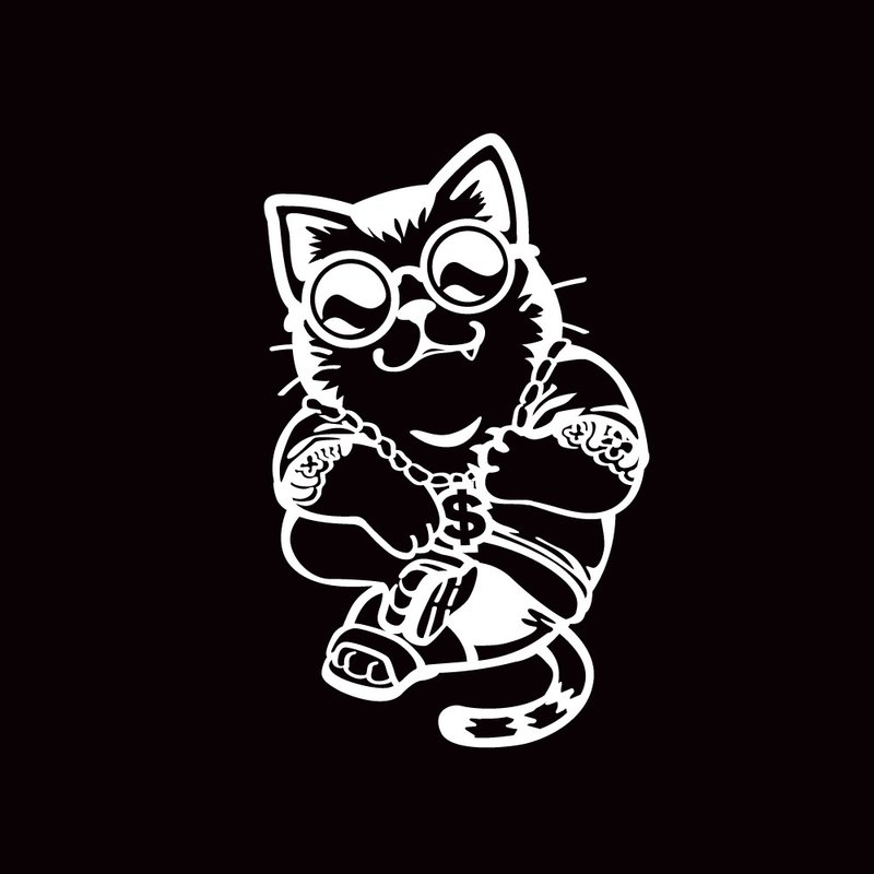 猫老大 车身贴纸 防水贴纸 贴纸 反光贴纸 银白色 无底篓空 - 贴纸 - 防水材质 