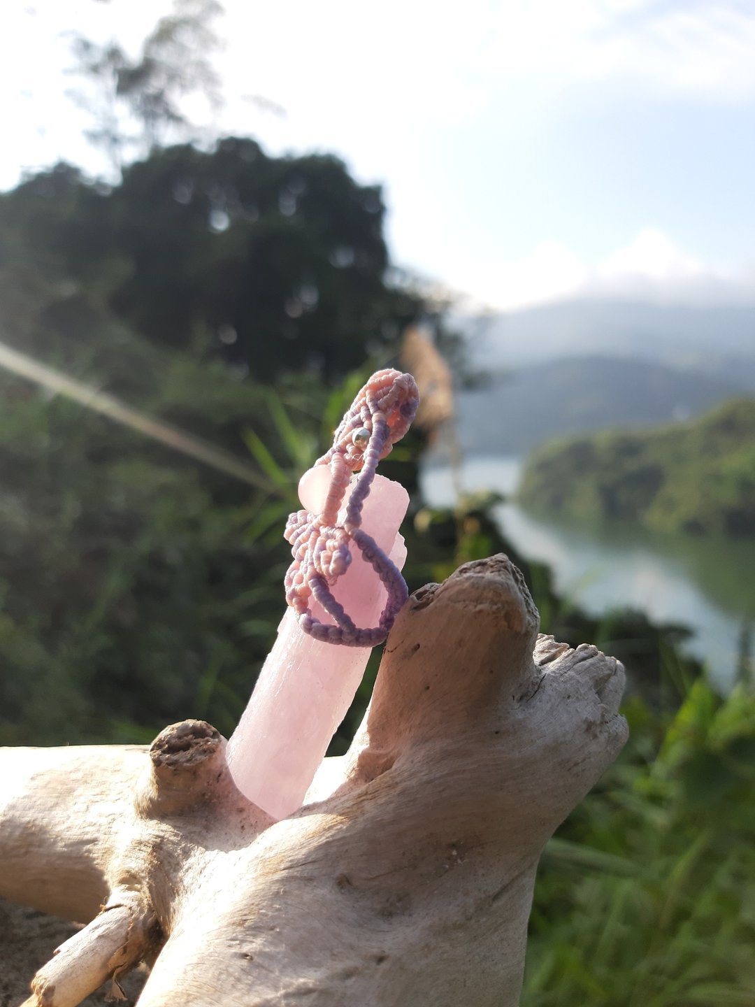 紫锂辉 蜡线编织项链 - 项链 - 宝石 紫色
