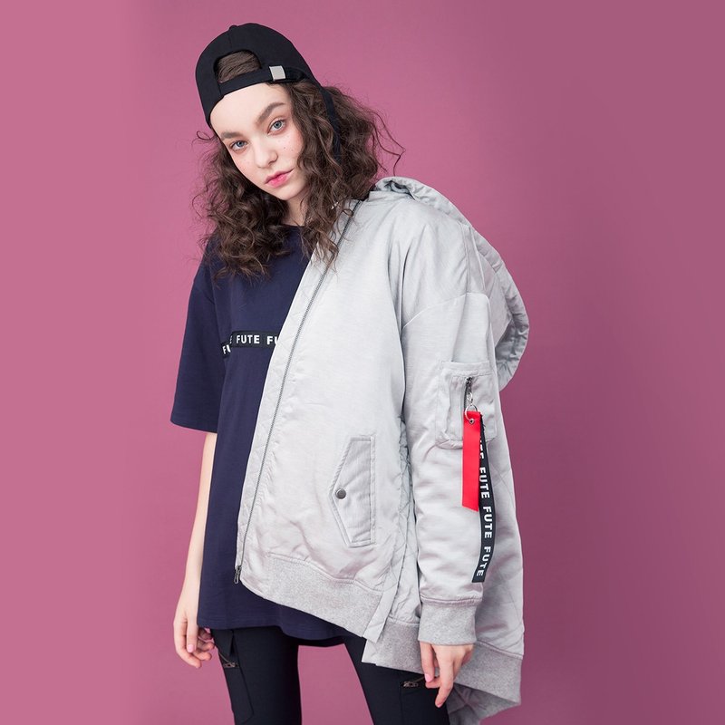 【绝版出清品】中性款 防拨水 MA-1飞行外套 / 银灰色 - 女装休闲/机能外套 - 聚酯纤维 银色