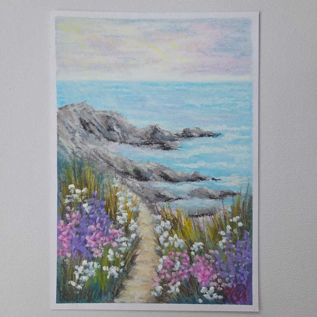南ㄚ岛风景原创油画棒画作 海岸香港艺术 - 海报/装饰画/版画 - 纸 蓝色