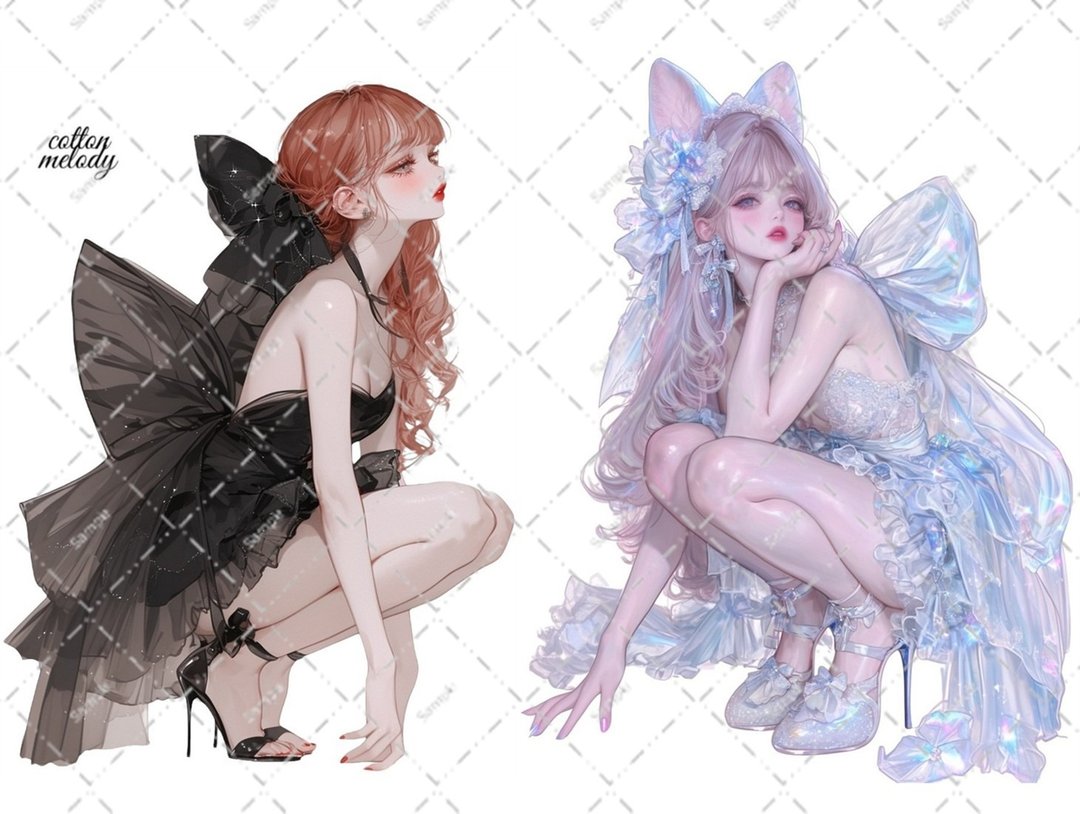original sticker no.6833 人物贴纸 原创贴纸 人物贴纸 女孩贴纸 原创人物贴纸 - 贴纸 - 纸 