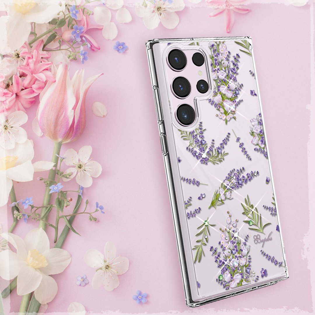 Samsung S26/S25/S24/S23 轻薄军规防摔水晶彩钻壳 - 小清新 - 薰衣草 - 手机壳/手机套 - 其他材质 多色