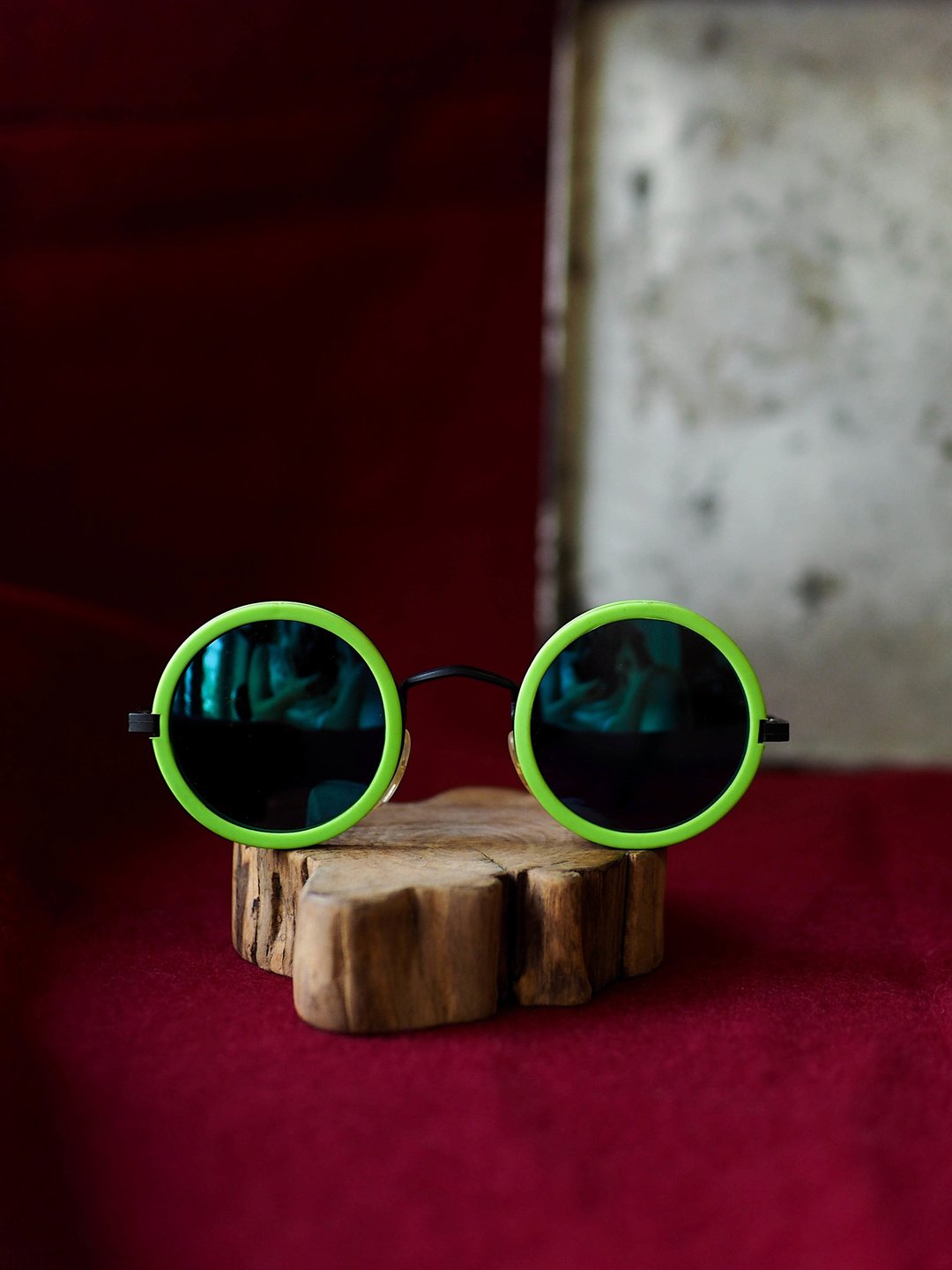 萤光绿夏季电幻音乐祭典 雷射镜片圆框眼镜墨镜太阳眼镜/ glasses - 墨镜 - 其他金属 绿色