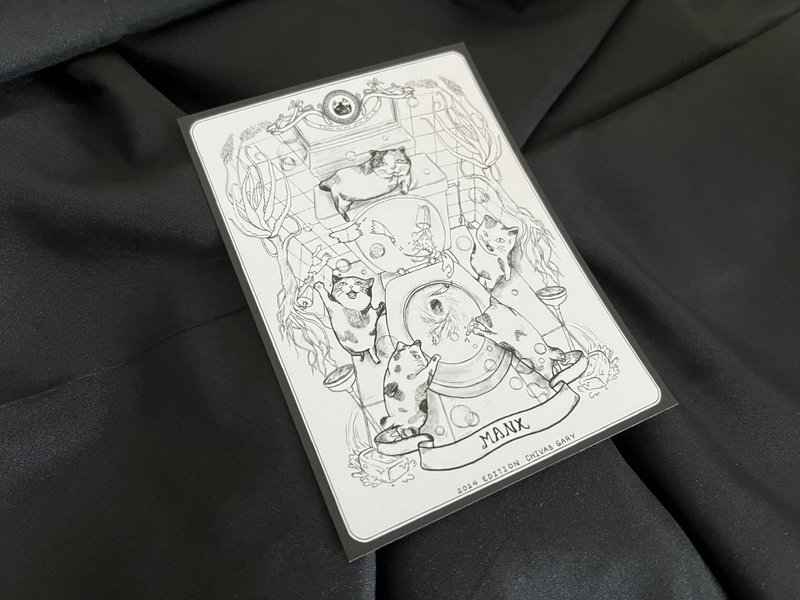 世界最恶猫之五人众 - 水之短尾猫 - 插画/绘画/写字 - 纸 灰色