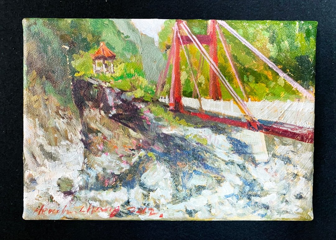 风景油画-中横慈母桥 - 海报/装饰画/版画 - 棉 绿色