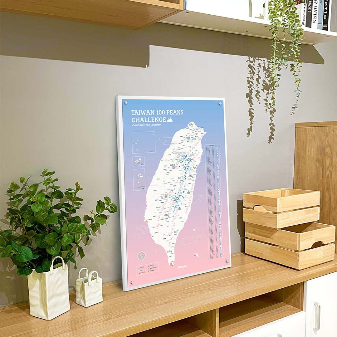 台湾百岳地图 - 订制磁吸系列海报 - 石灰粉 (定制化礼物)-单独海报 - 海报/装饰画/版画 - 纸 粉红色
