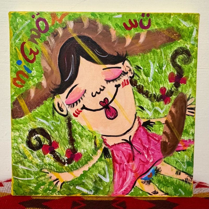 纸有一幅-自由洒脱的法国面包女孩-压克力画布 - 海报/装饰画/版画 - 棉．麻 多色