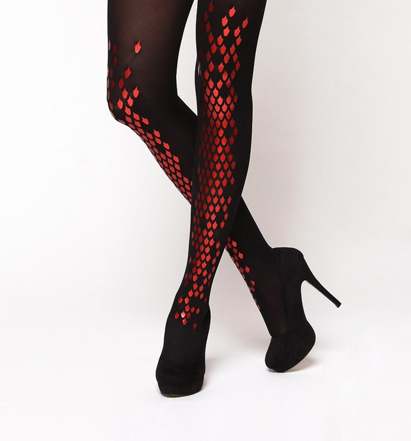 Red dragon tights - 女装内搭/紧身裤 - 尼龙 黑色