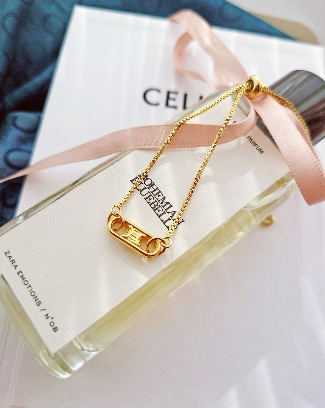中古真品 CELINE 迷你凯旋门 项链颈链手链手链 耳环包包挂件挂饰 - 手链/手环 - 防水材质 金色