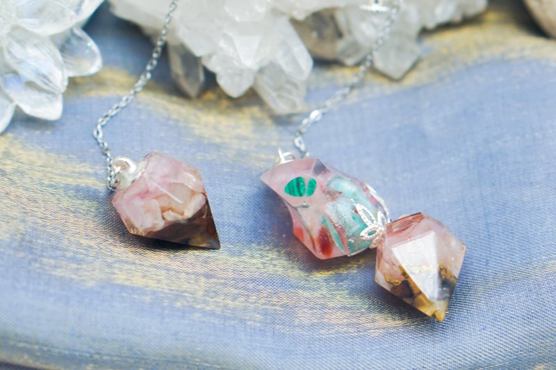 烂漫迭迭—叠叠灵摆耳环 - 耳环/耳夹 - 树脂 粉红色