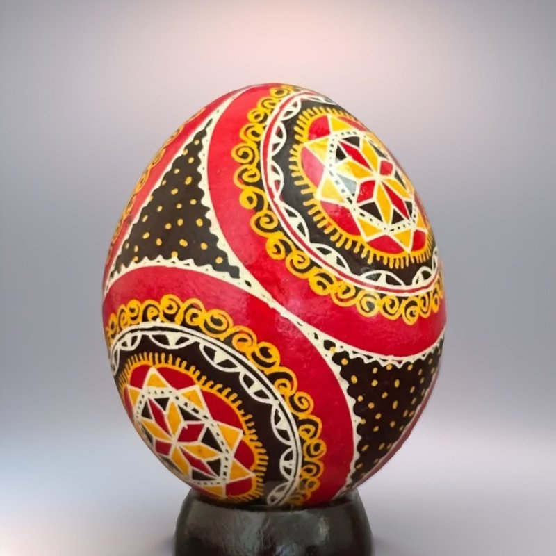 乌克兰复活节彩蛋 真鸡彩蛋 手绘蛋壳 胡特尔彩蛋 - 摆饰 - 其他材质 黑色