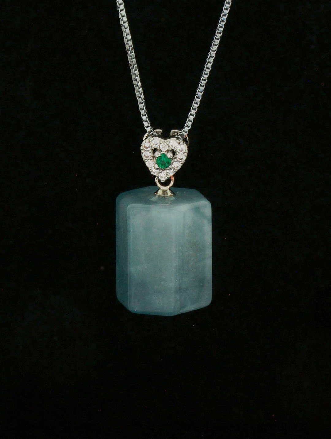 海蓝宝原石水晶颈链-1 (  Raw Aquamarine Crystal Necklace-1 ) - 项链 - 水晶 