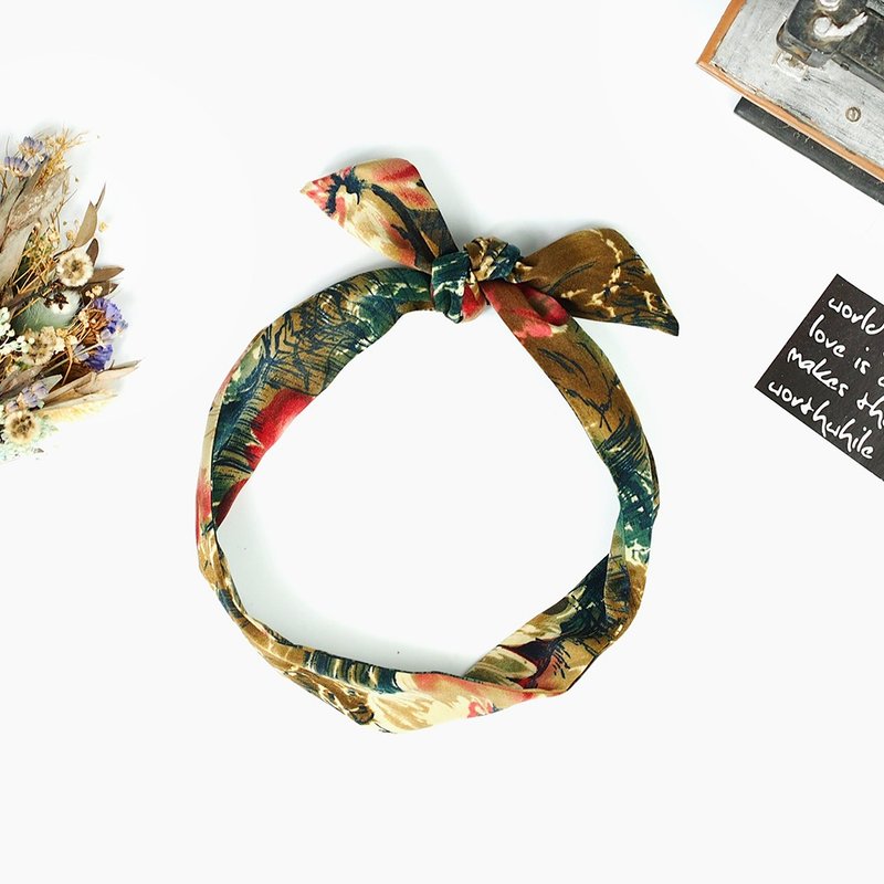 手工发饰 铝线发带 低调的华丽 细致【莺色油彩】黄绿 AH-96 - 发饰 - 棉．麻 绿色