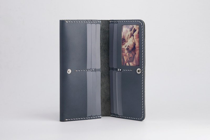 手作头层牛皮 大容量长夹 长钱包 手拿包长银包 定制刻字礼物 - 皮夹/钱包 - 真皮 