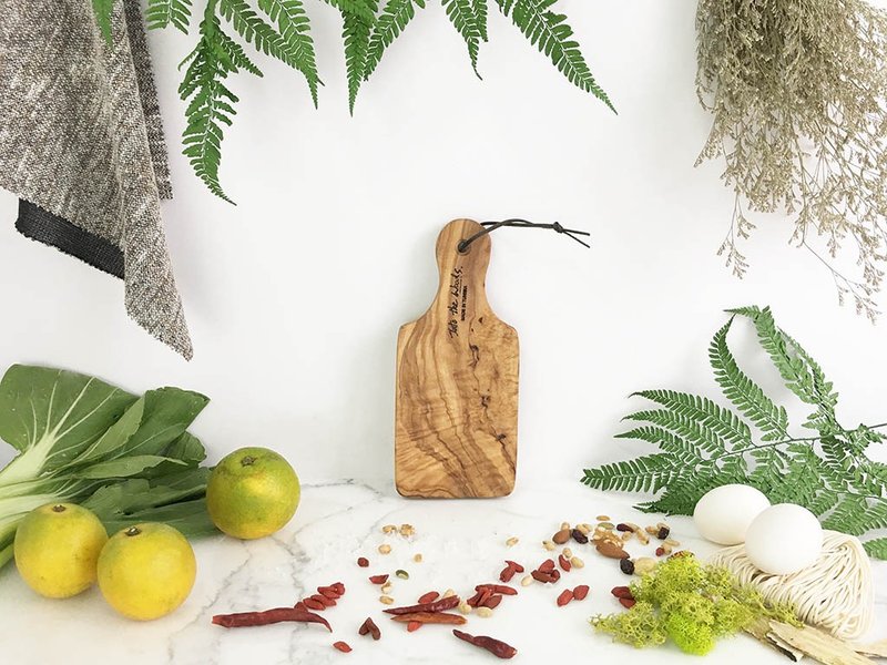 经典方形手把 小 (24厘米含手把) 橄榄木 上菜 起司 面包切板 - 浅碟/小碟子 - 木头 咖啡色